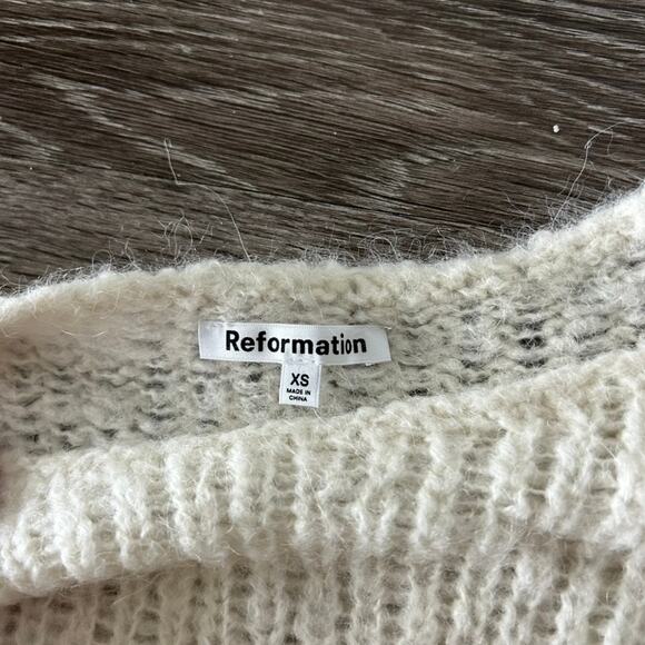 Reformation Kaya Oversized Baby Alpaca Wool Sweater Cream Sz XS Cozy Chunky Knit - Picture 12 of 16